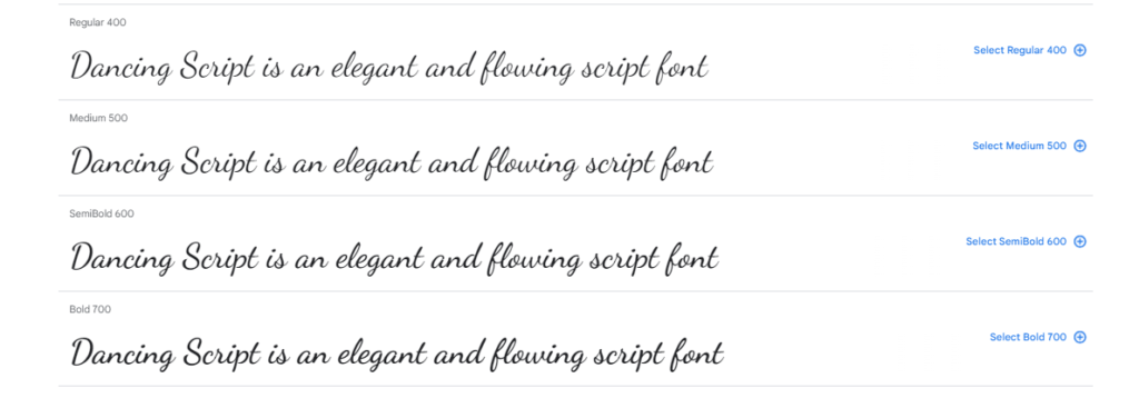 font example of Dancing Script